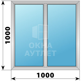 Двухстворчатое дерево-алюминиевое окно 1000×1000 Г-Г ОА-35585