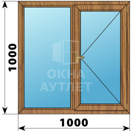 Двухстворчатое окно из лиственницы 1000×1000 Г-П ОА-35459