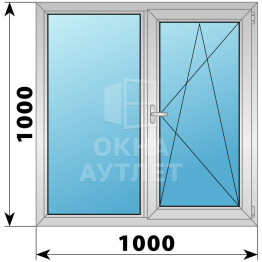 Двухстворчатое дерево-алюминиевое окно 1000×1000 Г-ПО ОА-36272