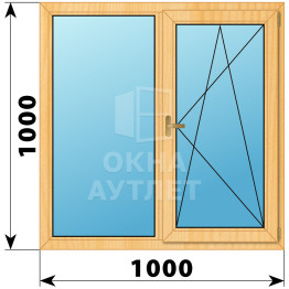 Двухстворчатое окно из сосны 1000×1000 Г-ПО ОА-35090