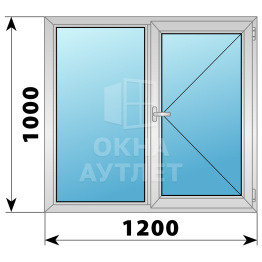 Двухстворчатое дерево-алюминиевое окно 1000×1200 Г-П ОА-36446