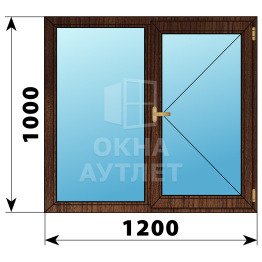 Двухстворчатое окно из дуба 1000×1200 Г-П ОА-36206