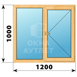 Двухстворчатое окно из сосны 1200×1000 Г-П ОА-35153