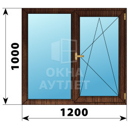 Двухстворчатое окно из дуба 1000×1200 Г-ПО ОА-36344