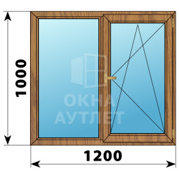 Двухстворчатое окно из лиственницы 1200×1000 Г-ПО ОА-35783