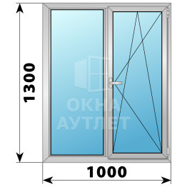 Двухстворчатое дерево-алюминиевое окно 1000×1300 Г-ПО ОА-36683
