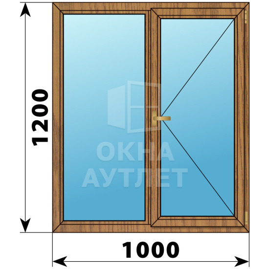 Двухстворчатое окно из лиственницы 1000×1200 Г-П ОА-35708