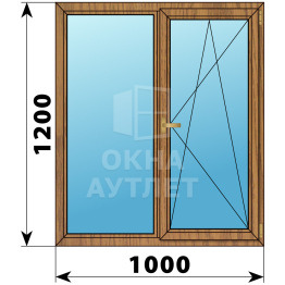 Двухстворчатое окно из лиственницы 1000×1200 Г-ПО ОА-35822