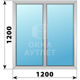 Двухстворчатое дерево-алюминиевое окно 1200×1200 Г-Г ОА-36215