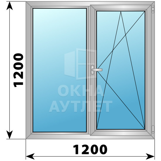 Двухстворчатое дерево-алюминиевое окно 1200×1200 Г-ПО ОА-36809