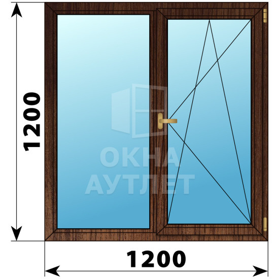 Двухстворчатое окно из дуба 1200×1200 Г-ПО ОА-36599