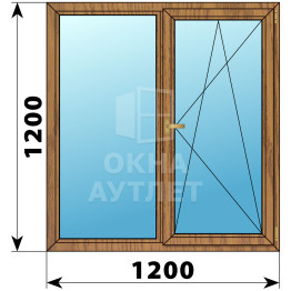 Двухстворчатое окно из лиственницы 1200×1200 Г-ПО ОА-36056