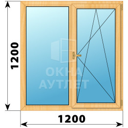 Двухстворчатое окно из сосны 1200×1200 Г-ПО ОА-35432