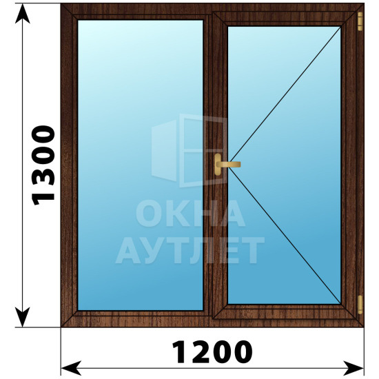 Двухстворчатое окно из дуба 1200×1300 Г-П ОА-36614