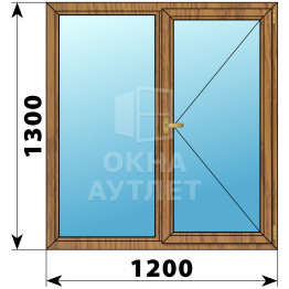 Двухстворчатое окно из лиственницы 1200×1300 Г-П ОА-36071