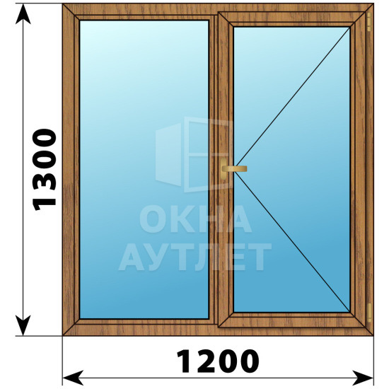 Двухстворчатое окно из лиственницы 1200×1300 Г-П ОА-36071