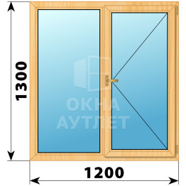 Двухстворчатое окно из сосны 1200×1300 Г-П ОА-35450