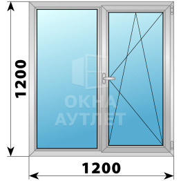Двухстворчатое дерево-алюминиевое окно 1200×1300 Г-ПО ОА-36938
