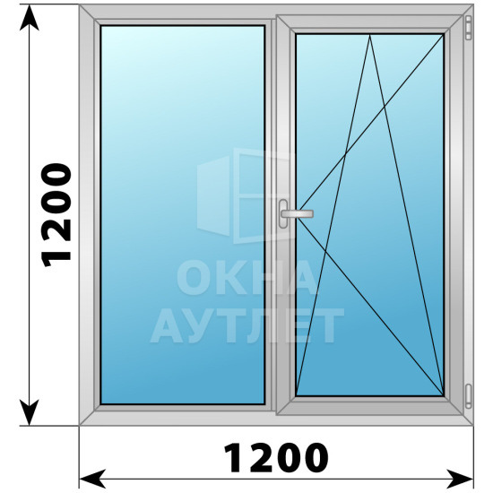 Двухстворчатое дерево-алюминиевое окно 1200×1300 Г-ПО ОА-36938