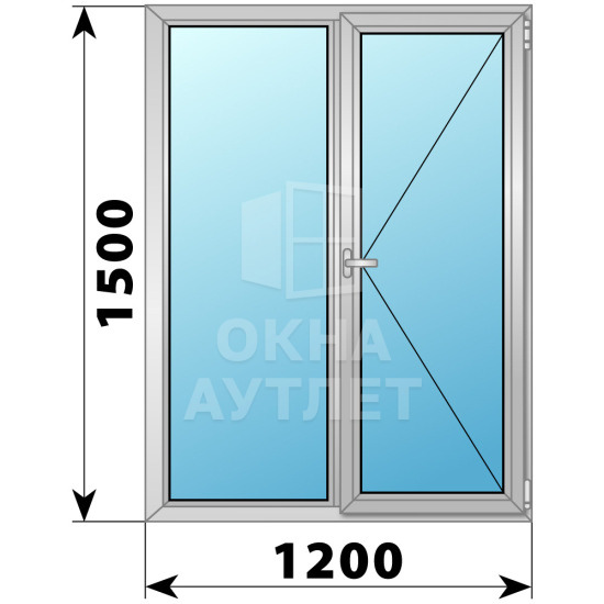 Двухстворчатое дерево-алюминиевое окно 1200×1500 Г-П ОА-37079