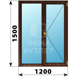 Двухстворчатое окно из дуба 1200×1500 Г-П ОА-36851