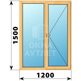 Двухстворчатое окно из сосны 1200×1500 Г-П ОА-35663
