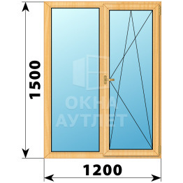Двухстворчатое окно из сосны 1200×1500 Г-ПО ОА-35744
