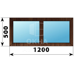 Двухстворчатое окно из дуба 1200×500 Г-Г ОА-34928