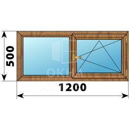 Двухстворчатое окно из лиственницы 1200×500 Г-ПО ОА-35096