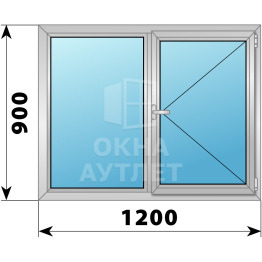 Двухстворчатое дерево-алюминиевое окно 1200×900 Г-П ОА-36203