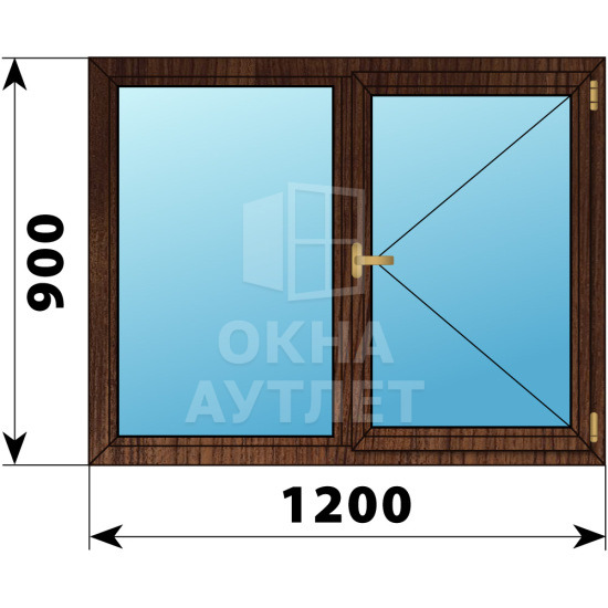 Двухстворчатое окно из дуба 1200×900 Г-П ОА-35975