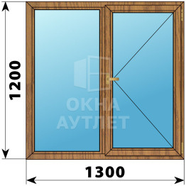 Двухстворчатое окно из лиственницы 1300×1200 Г-П ОА-36062