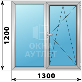 Двухстворчатое дерево-алюминиевое окно 1300×1200 Г-ПО ОА-36923