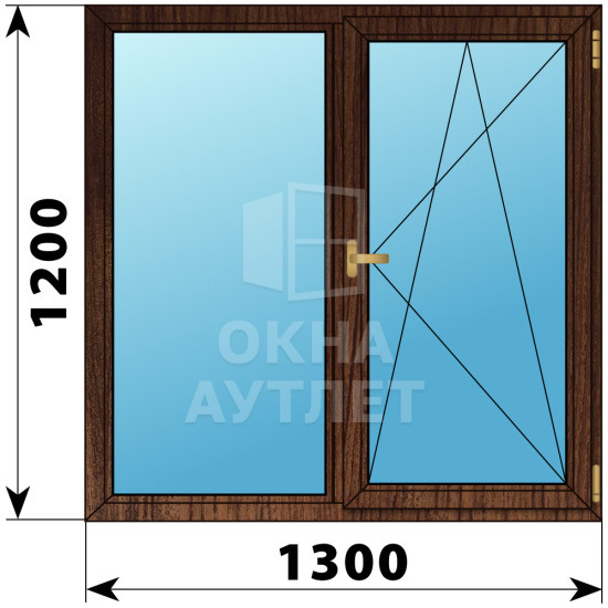 Двухстворчатое окно из дуба 1300×1200 Г-ПО ОА-36698