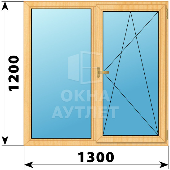 Двухстворчатое окно из сосны 1300×1200 Г-ПО ОА-35516