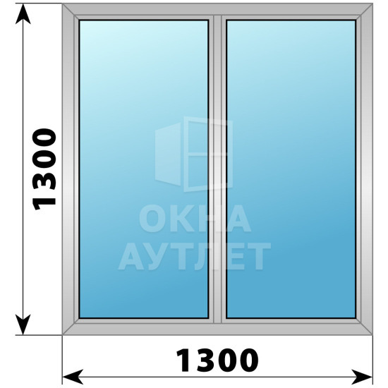 Двухстворчатое дерево-алюминиевое окно 1300×1300 Г-Г ОА-36509