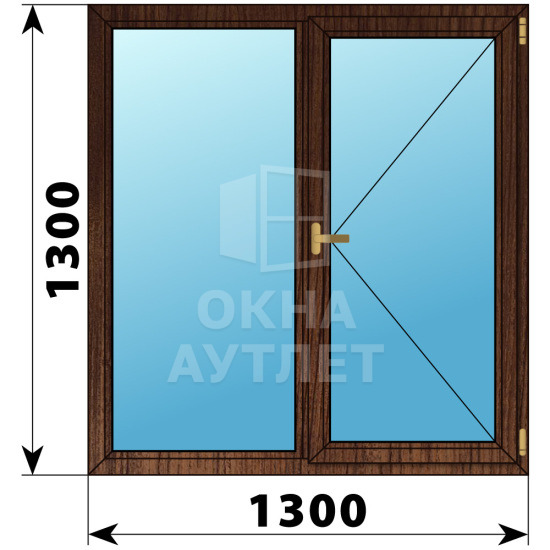 Двухстворчатое окно из дуба 1300×1300 Г-П ОА-36731