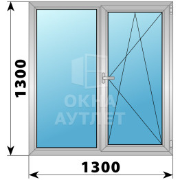 Двухстворчатое дерево-алюминиевое окно 1300×1300 Г-ПО ОА-37034