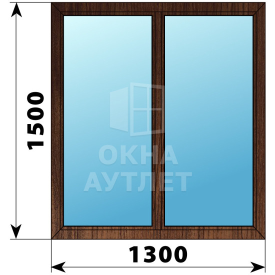Двухстворчатое окно из дуба 1300×1500 Г-Г ОА-36575