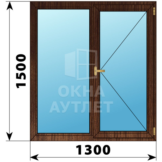 Двухстворчатое окно из дуба 1300×1500 Г-П ОА-36986