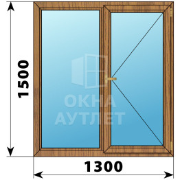 Двухстворчатое окно из лиственницы 1300×1500 Г-П ОА-36467