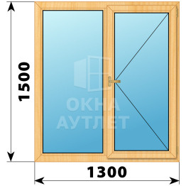 Двухстворчатое окно из сосны 1300×1500 Г-П ОА-35762