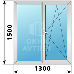 Двухстворчатое дерево-алюминиевое окно 1300×1500 Г-ПО ОА-37256