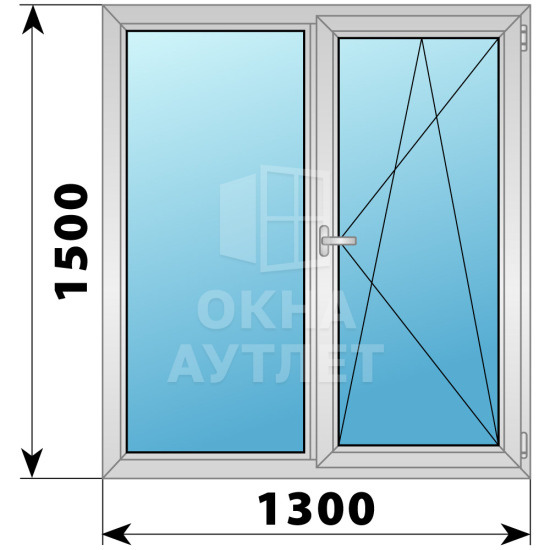 Двухстворчатое дерево-алюминиевое окно 1300×1500 Г-ПО ОА-37256