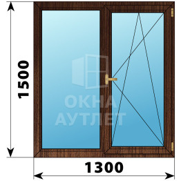Двухстворчатое окно из дуба 1300×1500 Г-ПО ОА-37064