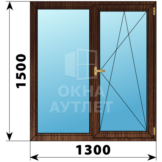 Двухстворчатое окно из дуба 1300×1500 Г-ПО ОА-37064