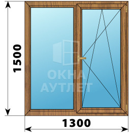 Двухстворчатое окно из лиственницы 1300×1500 Г-ПО ОА-36557