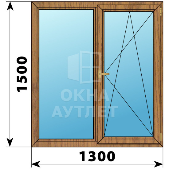 Двухстворчатое окно из лиственницы 1300×1500 Г-ПО ОА-36557