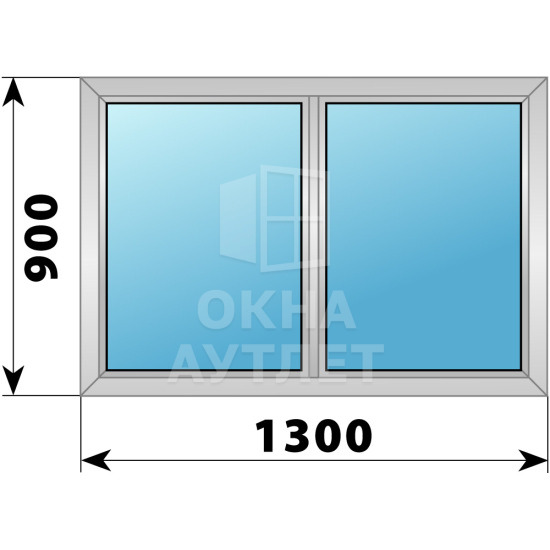 Двухстворчатое дерево-алюминиевое окно 1300×900 Г-Г ОА-35816