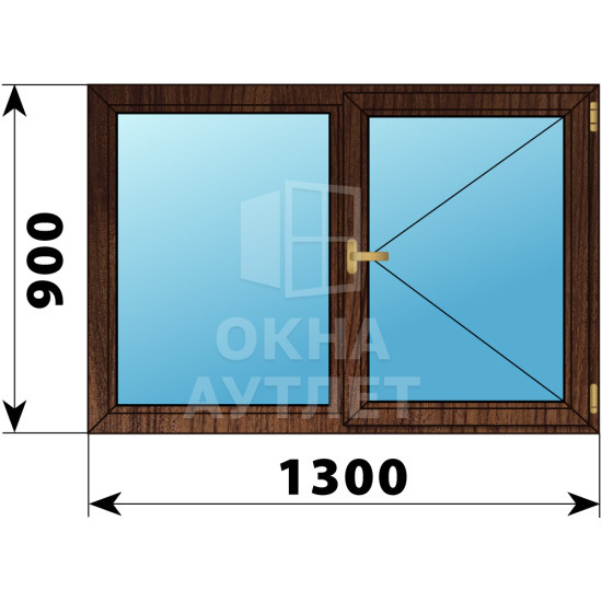 Двухстворчатое окно из дуба 1300×900 Г-П ОА-36098